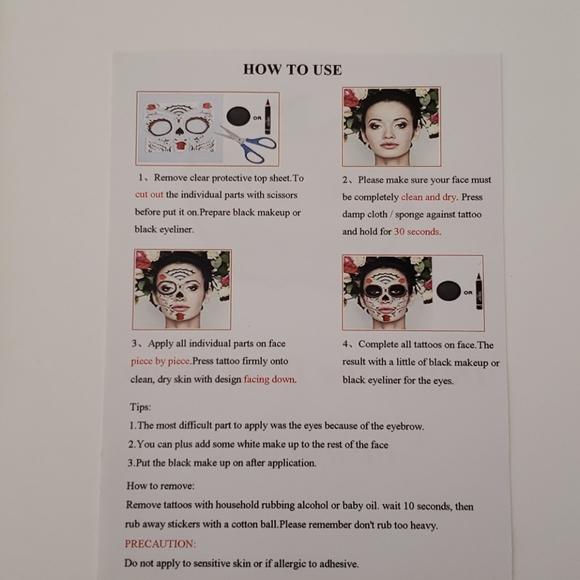 Temporary tattoos, day of the dead. 5 total Halloween!!!! Dia de los muertos. - Picture 3 of 3